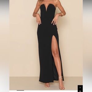 Lulu's Elegant Black Strapless Maxi Dress